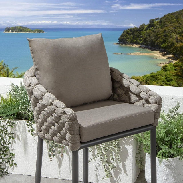 Philip Outdoor Patio Bar Set 6 Chairs and 1 Table Set Braided & Rope