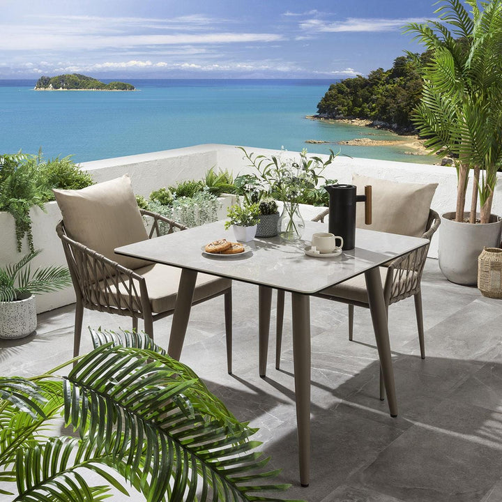 Pepita Outdoor Patio Seating Set 2 Chairs and 1 Table Set Braided & Rope