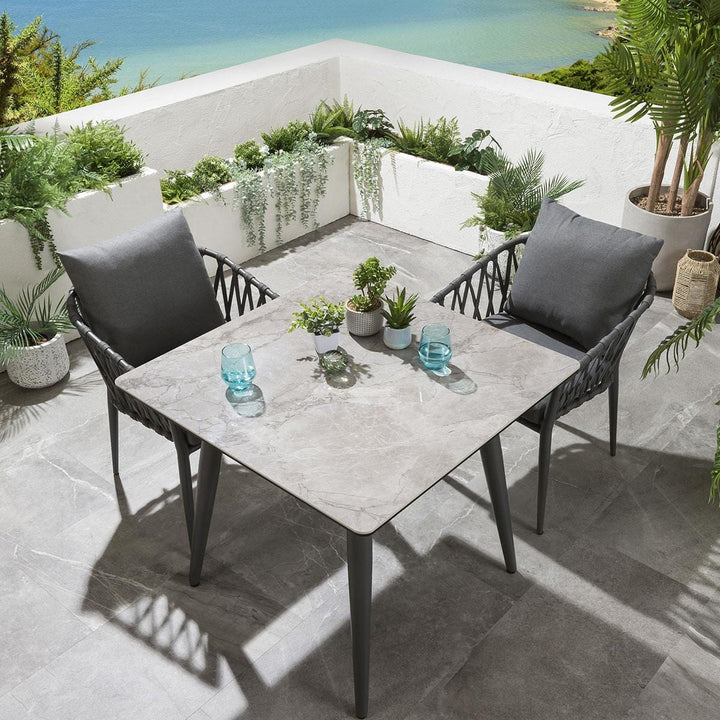 Pepita Outdoor Patio Seating Set 2 Chairs and 1 Table Set Braided & Rope
