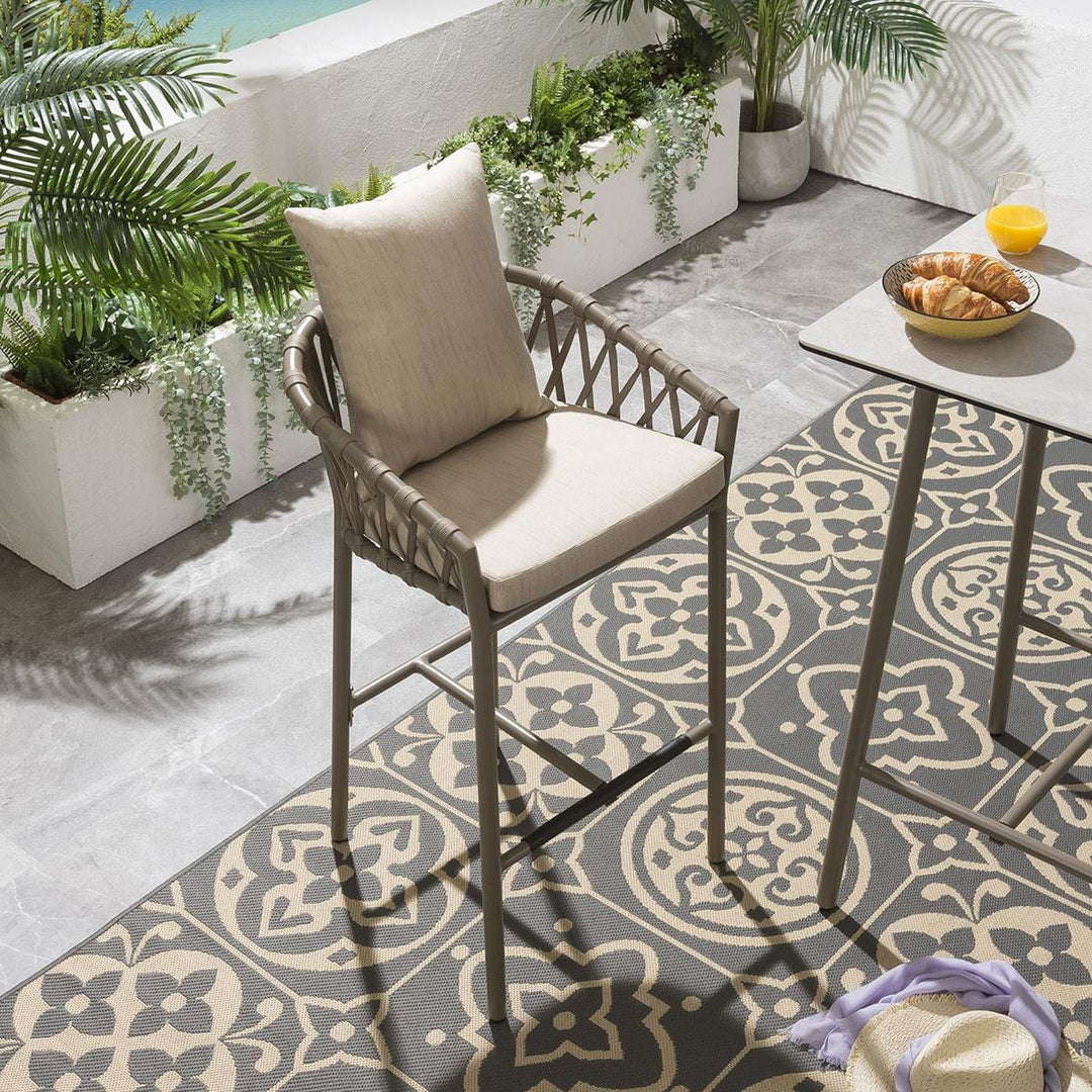 Hilario Outdoor Patio Bar Chair 1 Chair For Balcony Braided & Rope