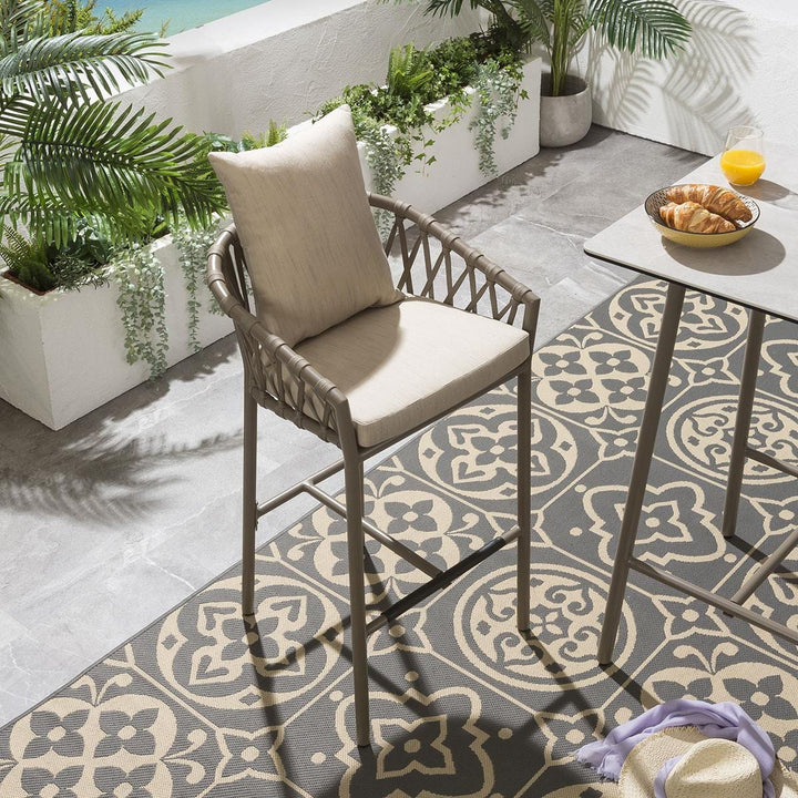 Hilario Outdoor Patio Bar Chair 1 Chair For Balcony Braided & Rope