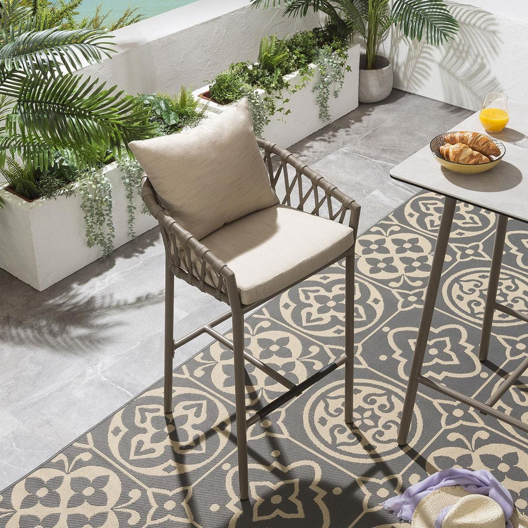 Hilario Outdoor Patio Bar Chair 1 Chair For Balcony Braided & Rope