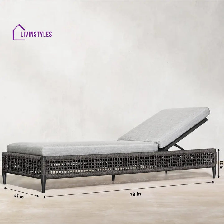 Quel Outdoor Swimming Poolside Lounger (Grey) Braided & Rope - Loungers