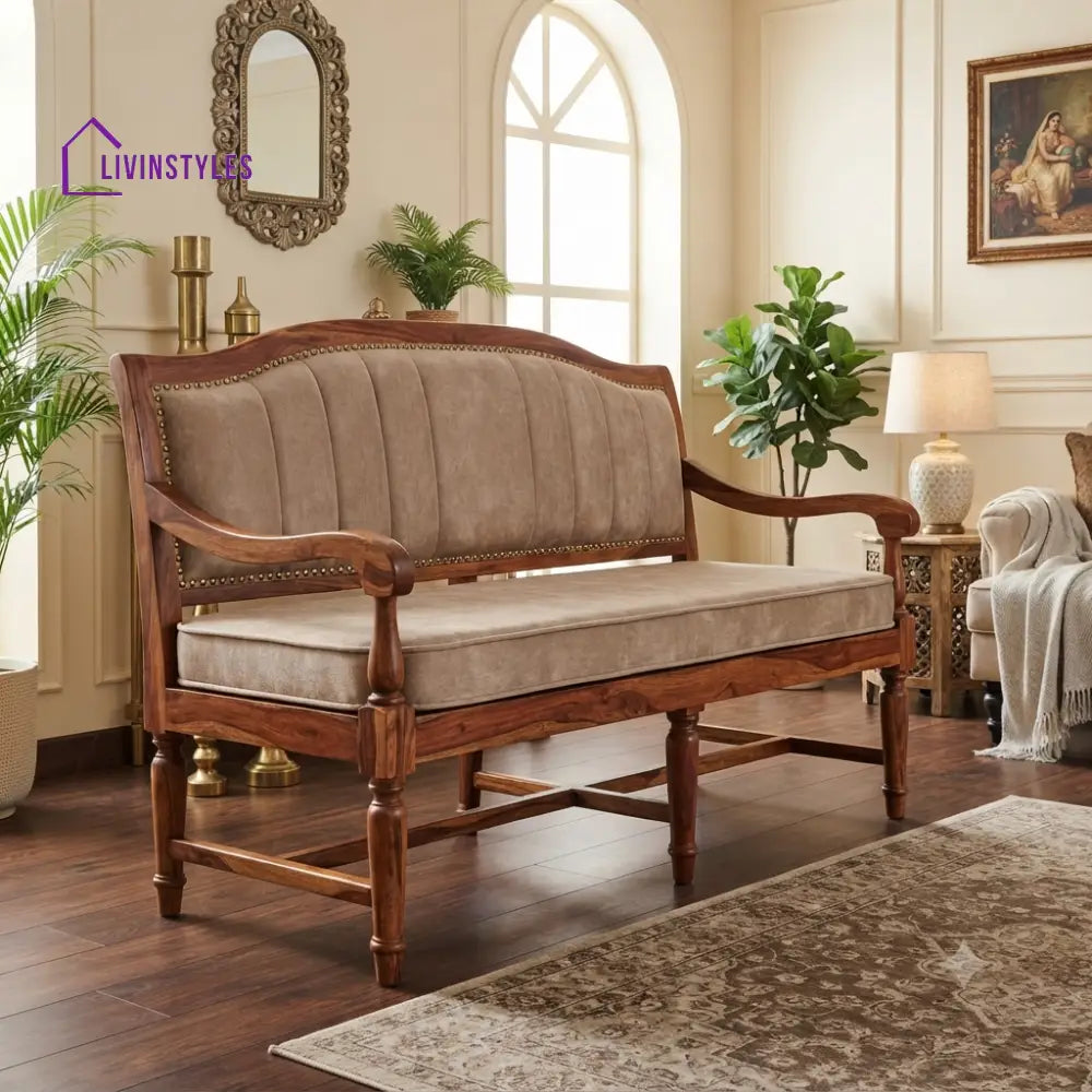 Quentin Wooden Bench for Living Room | Bedroom | Extra Seating