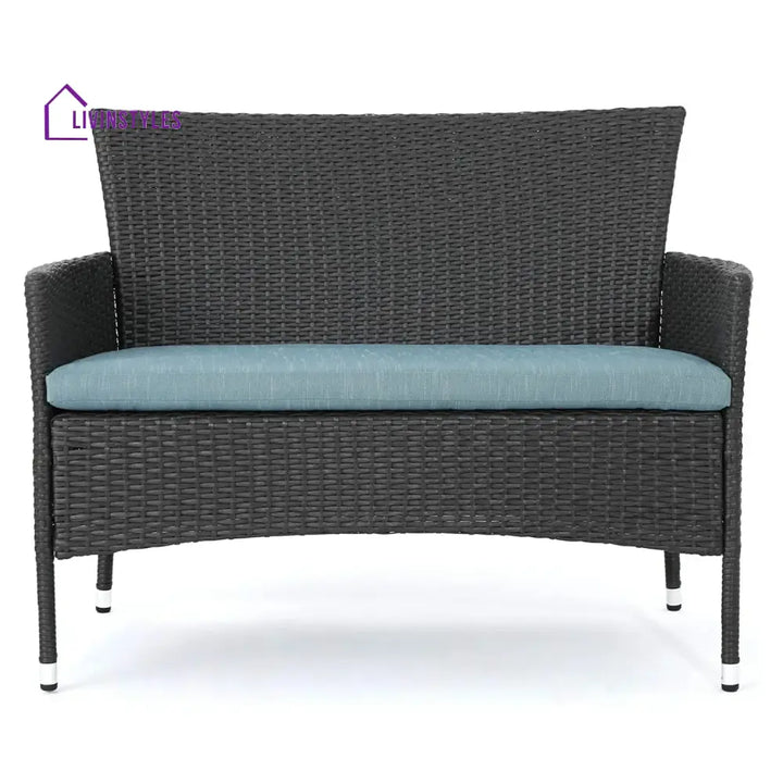 Quinn 2-Piece Outdoor Rattan Wicker Loveseat Sofa - Sofa Set