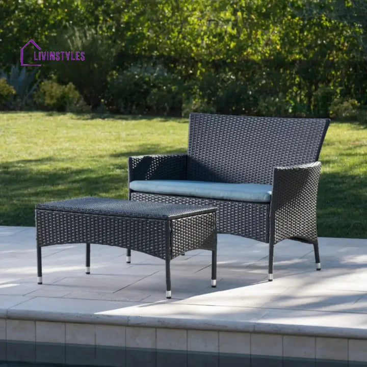 Quinn 2-Piece Outdoor Rattan Wicker Loveseat Sofa - Sofa Set