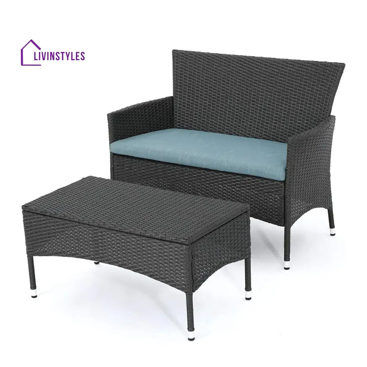 Quinn 2-Piece Outdoor Rattan Wicker Loveseat Sofa - Sofa Set