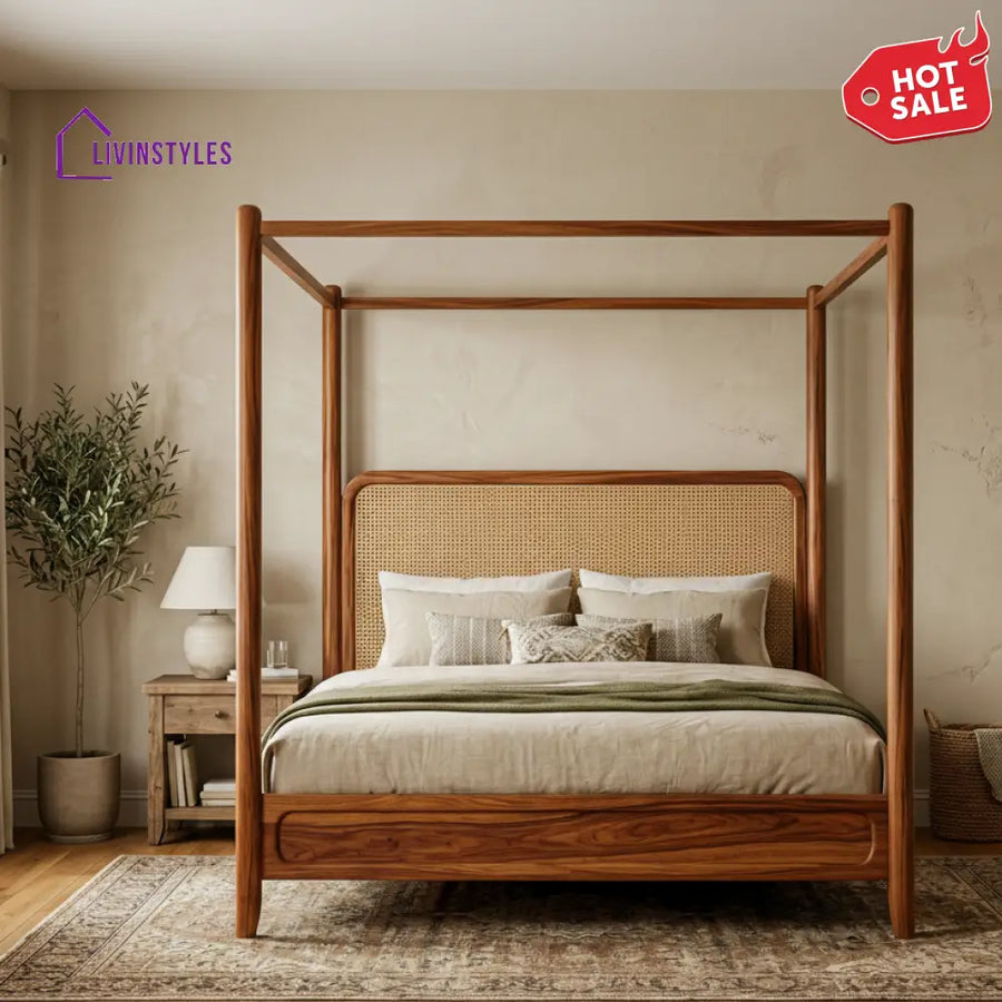Quinn Sheesham Wood Poster Bed Without Storage