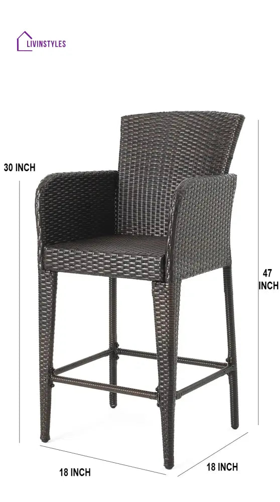 Quirino Outdoor Patio Bar Chair 2 Chairs For Balcony (Brown) - Bar Sets