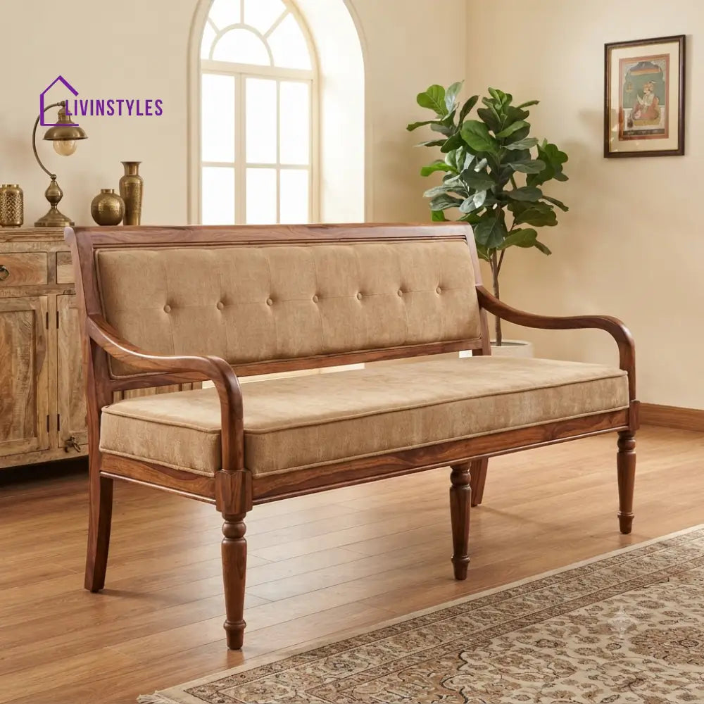 Raavi Wooden Bench for Living Room | Bedroom | Extra Seating