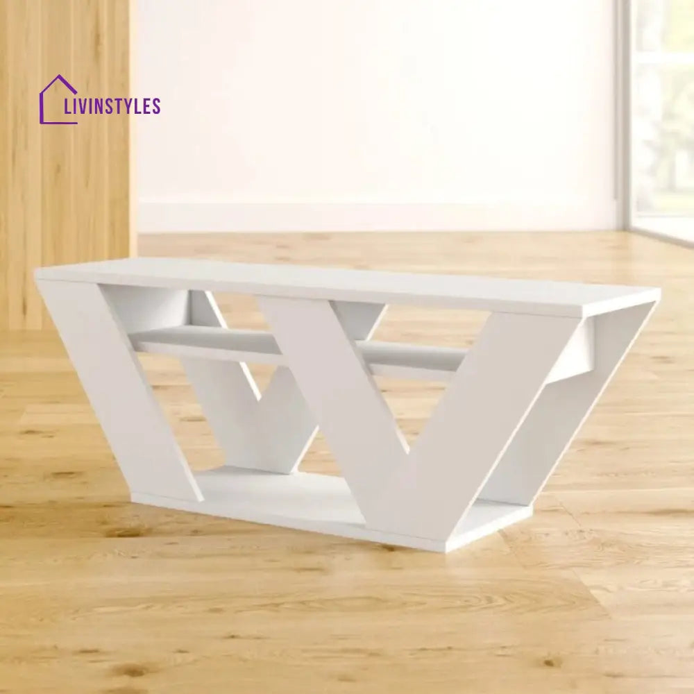 Rachel White Finish Tv Unit Stand for Living Room