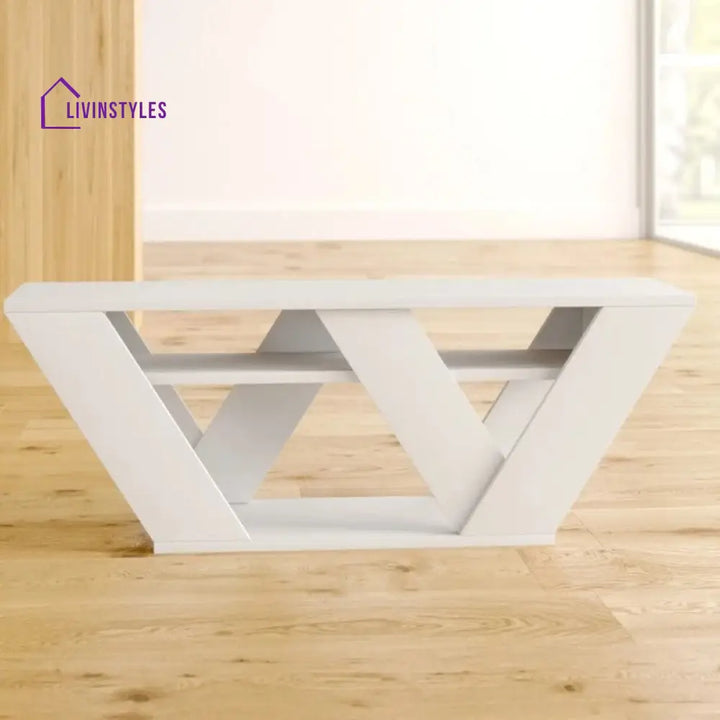 Rachel White Finish Tv Unit Stand for Living Room