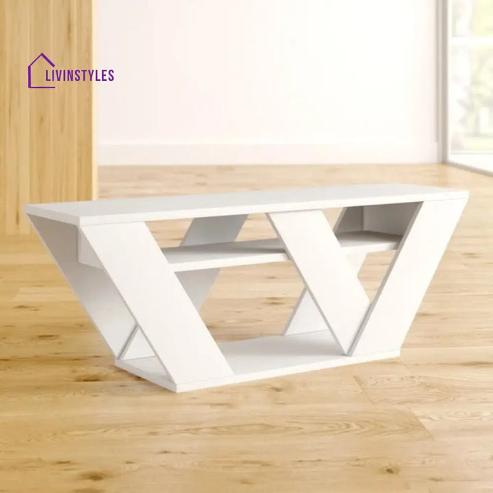 Rachel White Finish Tv Unit Stand for Living Room