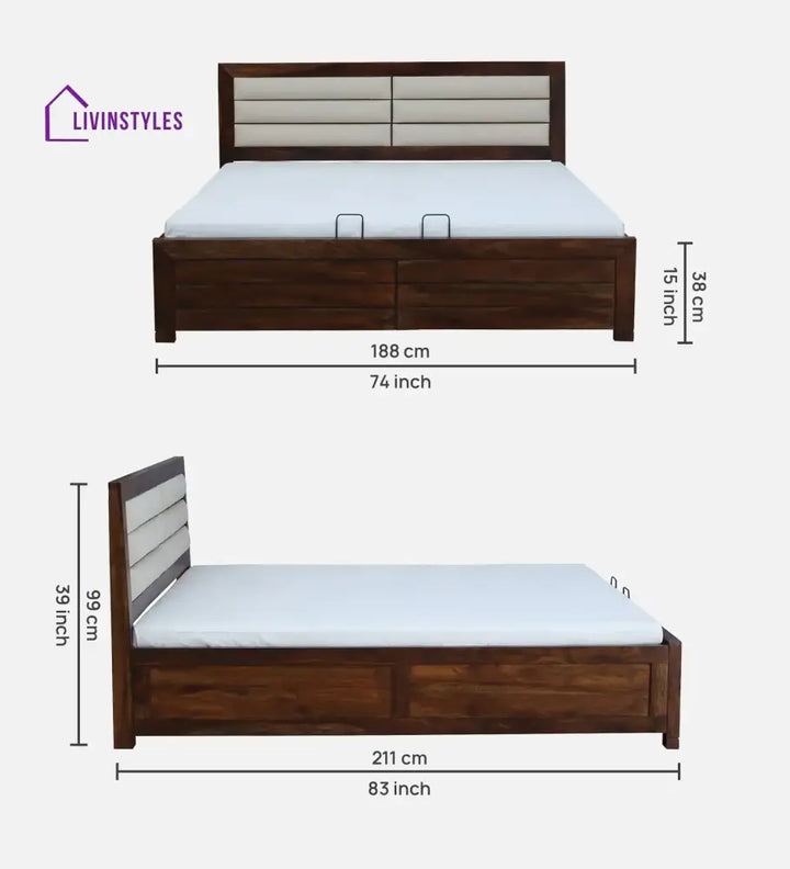 Moscow Sheesham Wood Hydraulic Storage Beds Bedroom Furniture Sets