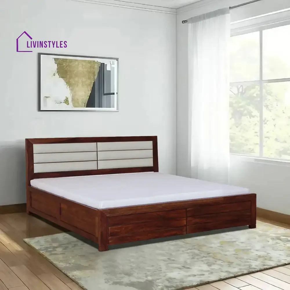 Moscow Sheesham Wood Hydraulic Storage Beds Queen / Honey Bedroom Furniture Sets