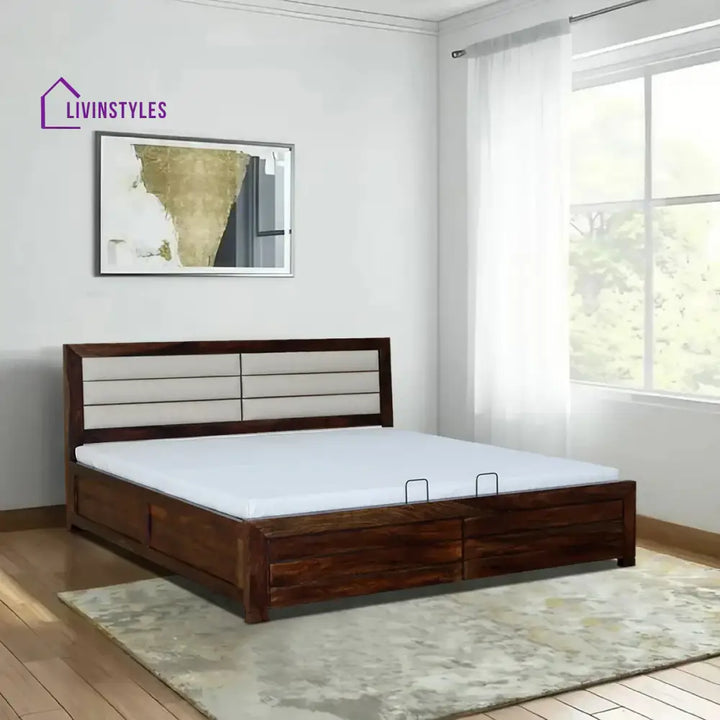 Moscow Sheesham Wood Hydraulic Storage Beds Queen / Teak Bedroom Furniture Sets