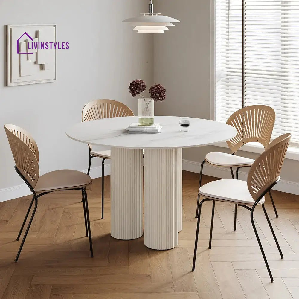 Rada 4 Seater Wooden Dining Table with Marble Top