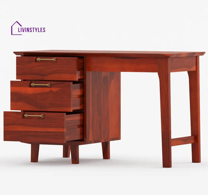 Adam Solid Sheesham Wood 3 Drawer Modern Study Desk