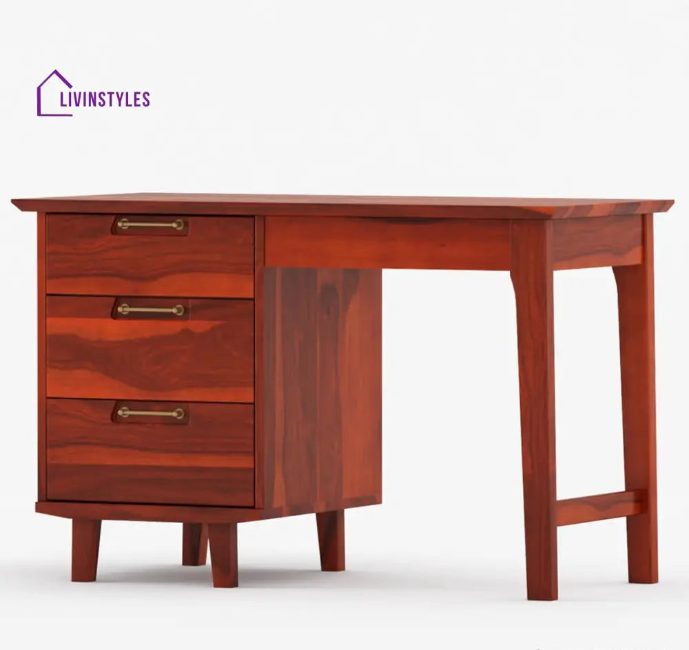 Adam Solid Sheesham Wood 3 Drawer Modern Study Desk
