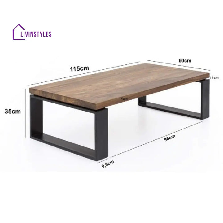 Radha Coffee Table with Metal Legs (Honey Finish)