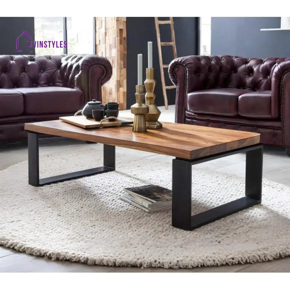 Radha Coffee Table with Metal Legs (Honey Finish)