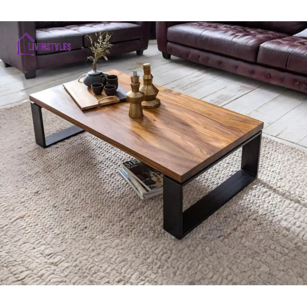 Radha Coffee Table with Metal Legs (Honey Finish)