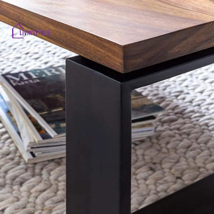 Radha Coffee Table with Metal Legs (Honey Finish)