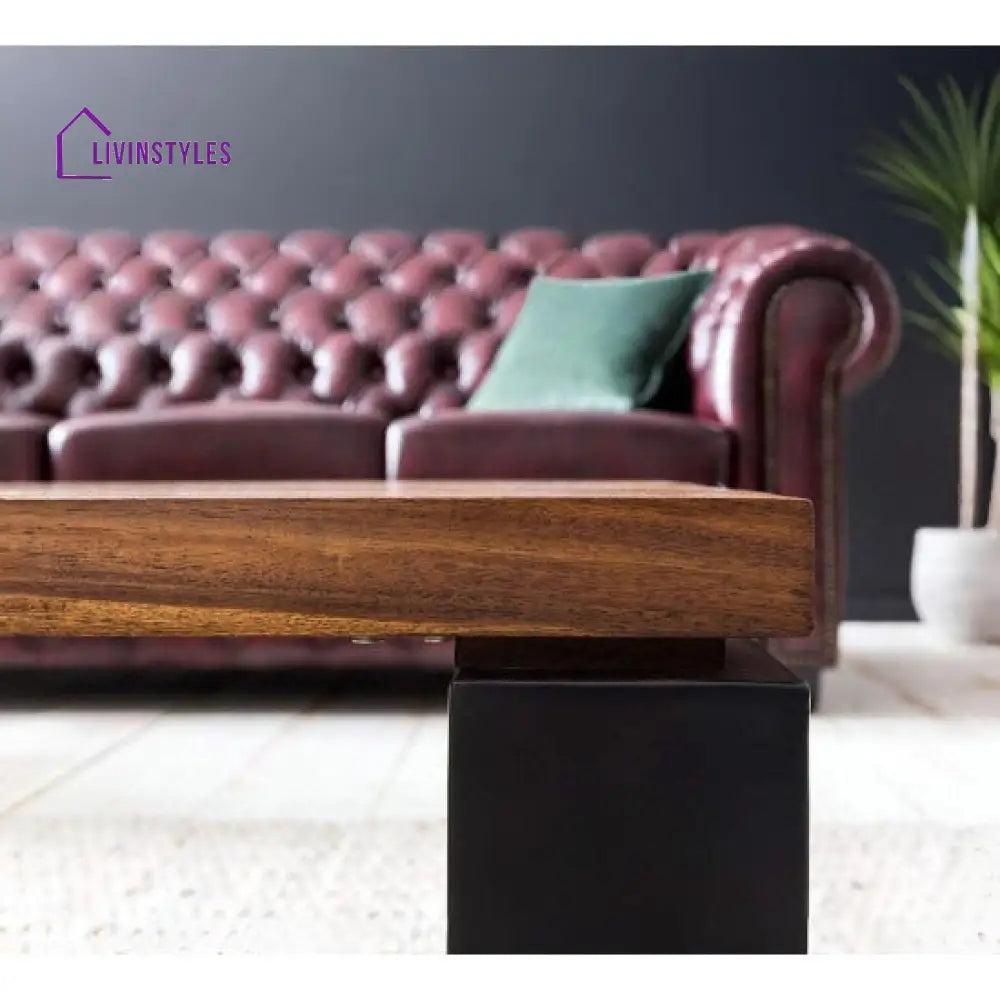 Radha Coffee Table with Metal Legs (Honey Finish)