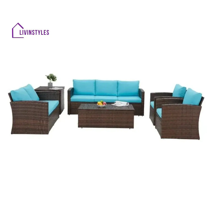 Radhani Outdoor 7-Seater Wicker Sectional Sofa Set - Sofa Set