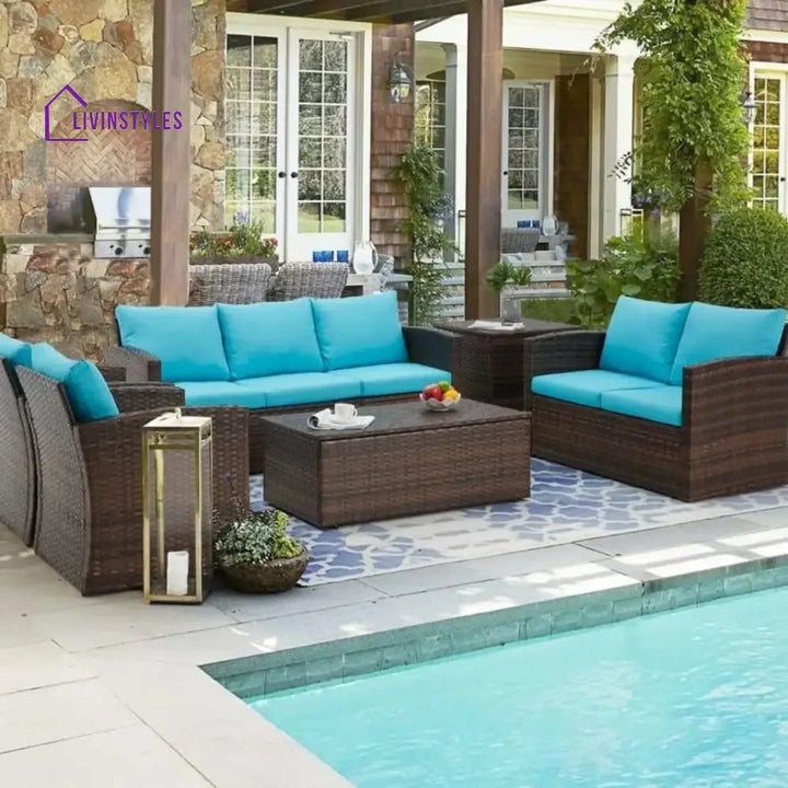 Radhani Outdoor 7-Seater Wicker Sectional Sofa Set - Sofa Set