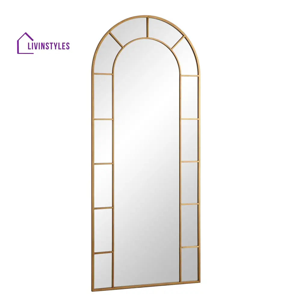 Beaumont Arched Full Length Metal Frame Mirror 178 x 76 cm Antique Gold Effect Mirrors