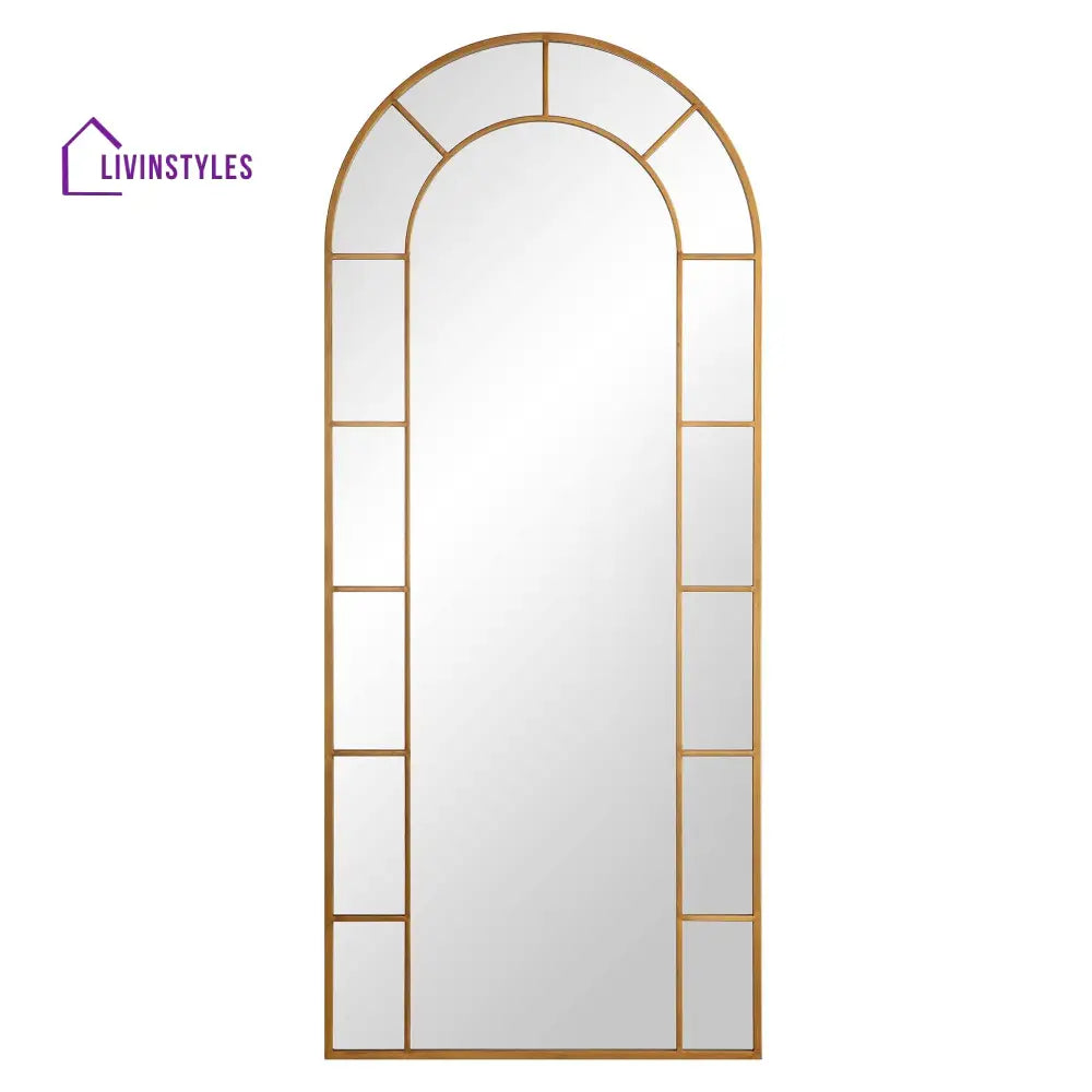 Beaumont Arched Full Length Metal Frame Mirror 178 x 76 cm Antique Gold Effect Mirrors