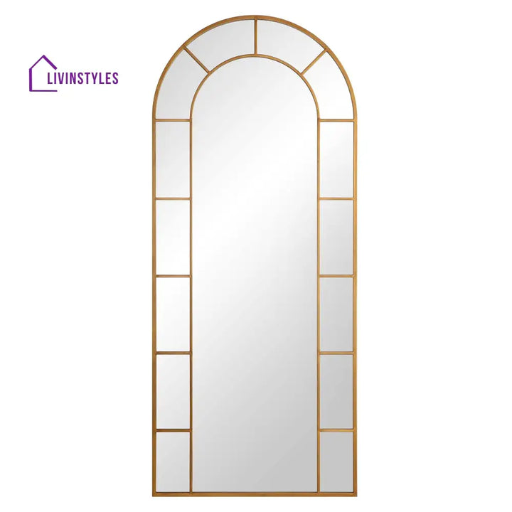 Beaumont Arched Full Length Metal Frame Mirror 178 x 76 cm Antique Gold Effect Mirrors
