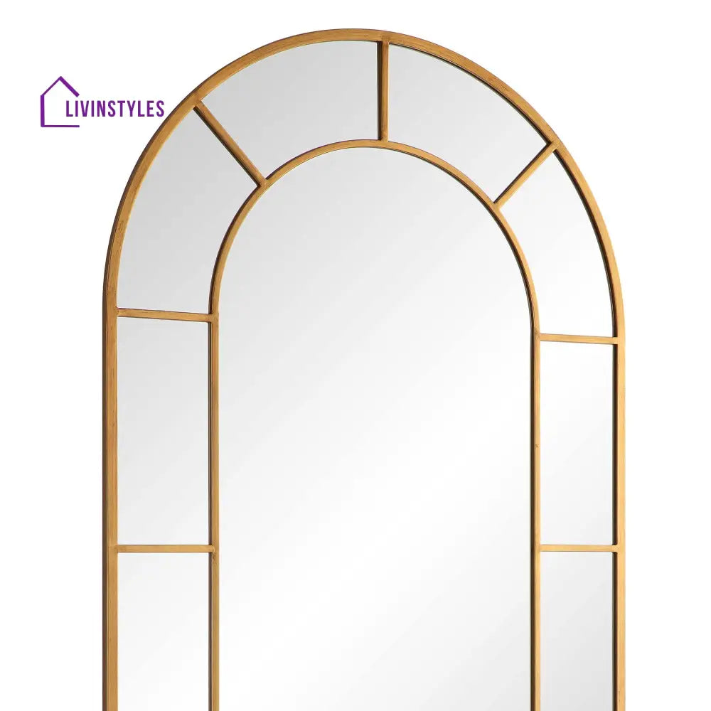 Beaumont Arched Full Length Metal Frame Mirror 178 x 76 cm Antique Gold Effect Mirrors
