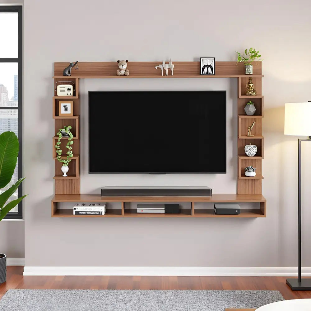 Radhika Modern TV Stand & Showcase for 55 Inch TVs - Exotic Teak Tv Entertainment Unit