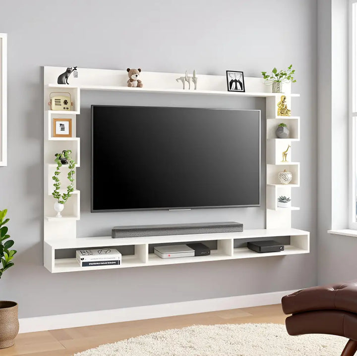 Radhika Modern TV Stand & Showcase for 55 Inch TVs - White Tv Entertainment Unit