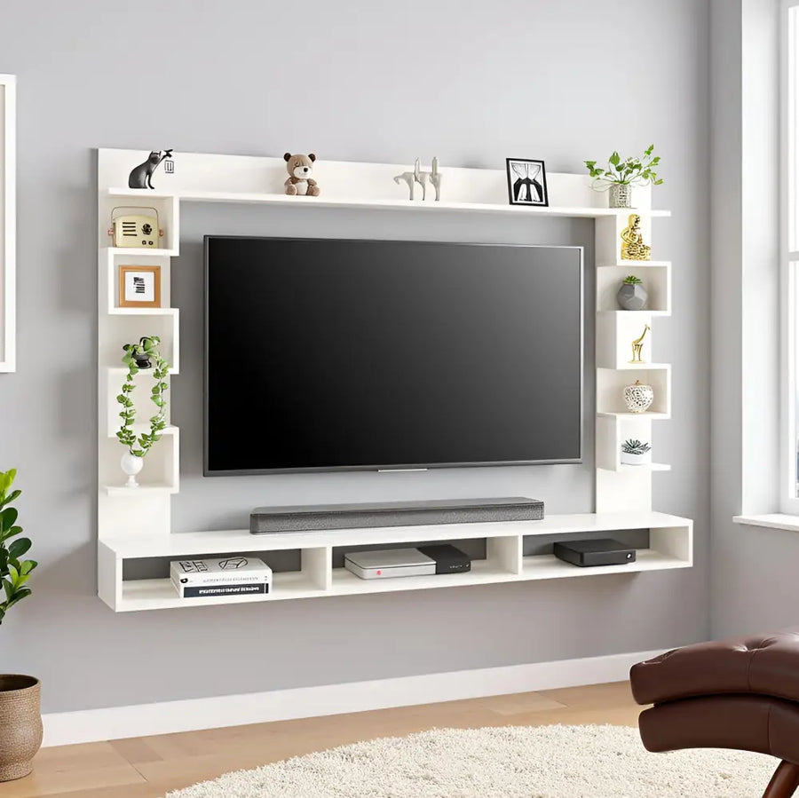 Radhika Modern TV Stand & Showcase for 55 Inch TVs - White Tv Entertainment Unit