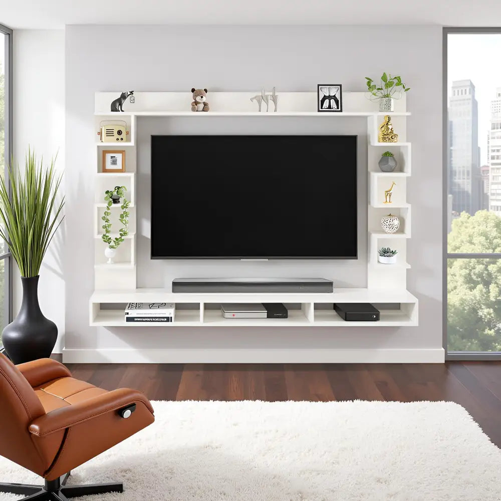 Radhika Modern TV Stand & Showcase for 55 Inch TVs - White Tv Entertainment Unit