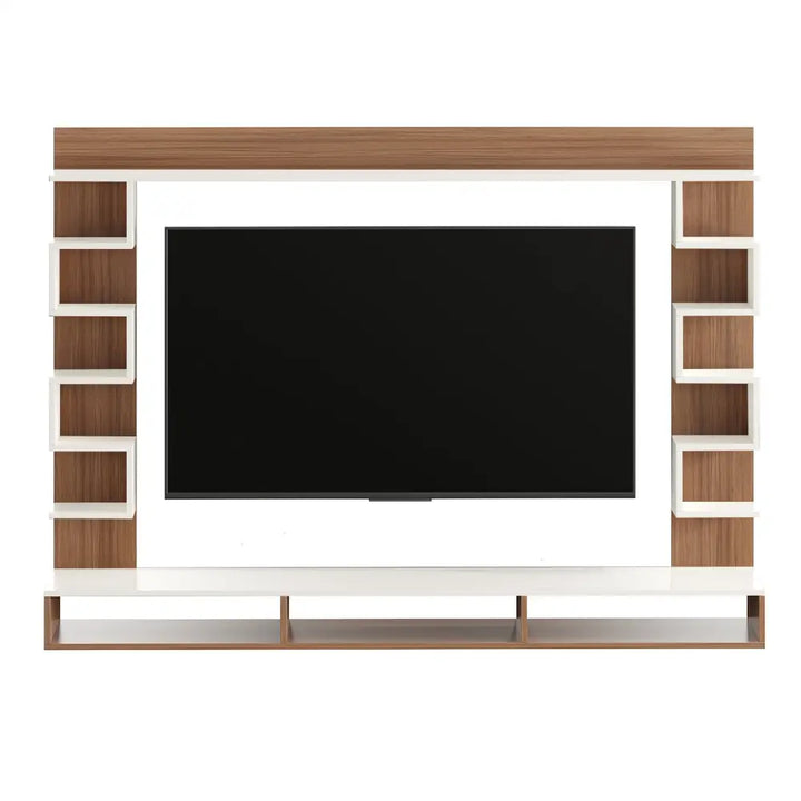 Radhika Modern TV Stand & Showcase for 55 Inch TVs - White Exotic Teak Tv Entertainment Unit
