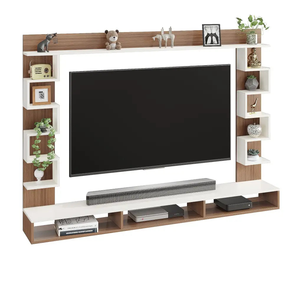 Radhika Modern TV Stand & Showcase for 55 Inch TVs - White Exotic Teak Tv Entertainment Unit