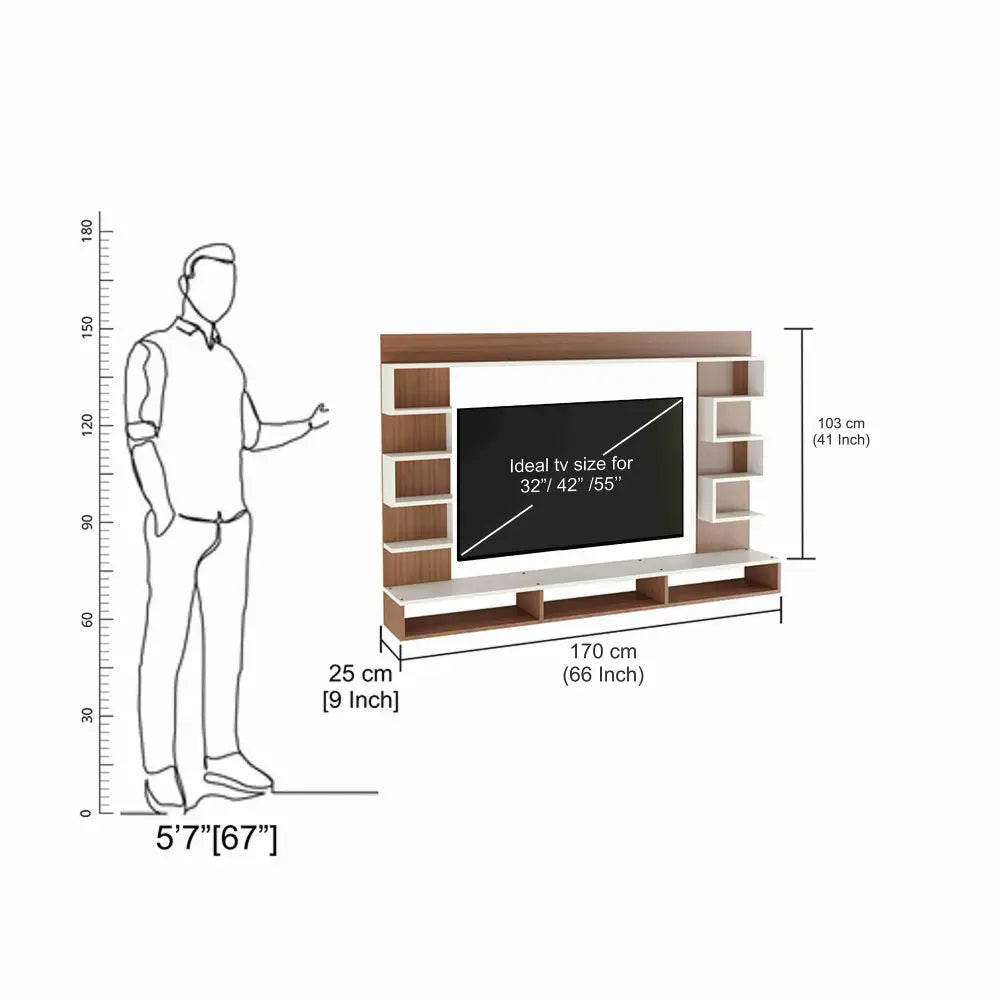 Radhika Modern TV Stand & Showcase for 55 Inch TVs - White Exotic Teak Tv Entertainment Unit