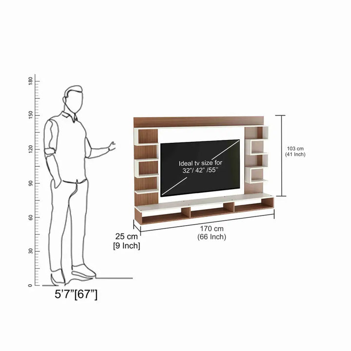Radhika Modern TV Stand & Showcase for 55 Inch TVs - White Exotic Teak Tv Entertainment Unit