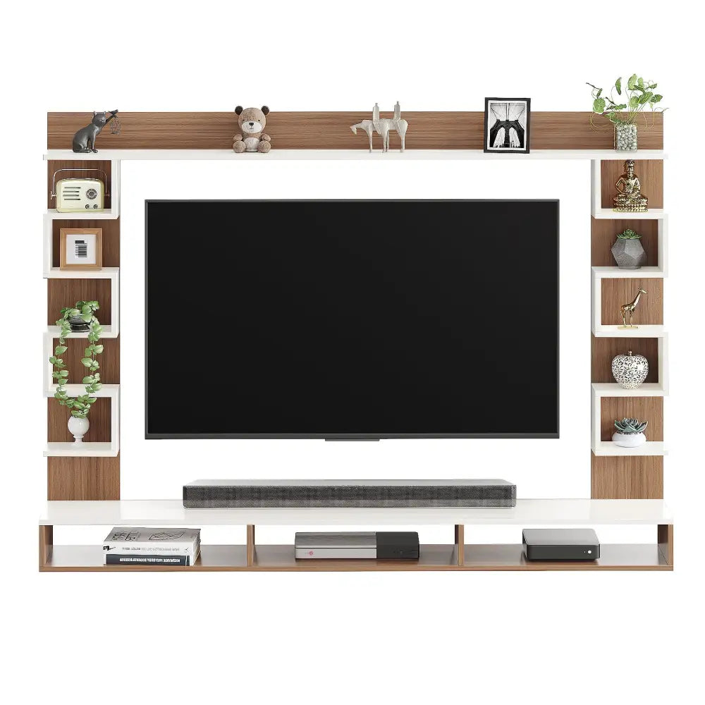 Radhika Modern TV Stand & Showcase for 55 Inch TVs - White Exotic Teak Tv Entertainment Unit