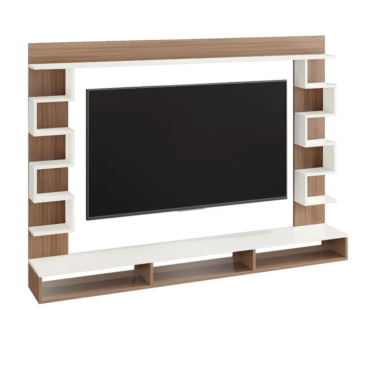 Radhika Modern TV Stand & Showcase for 55 Inch TVs - White Exotic Teak Tv Entertainment Unit