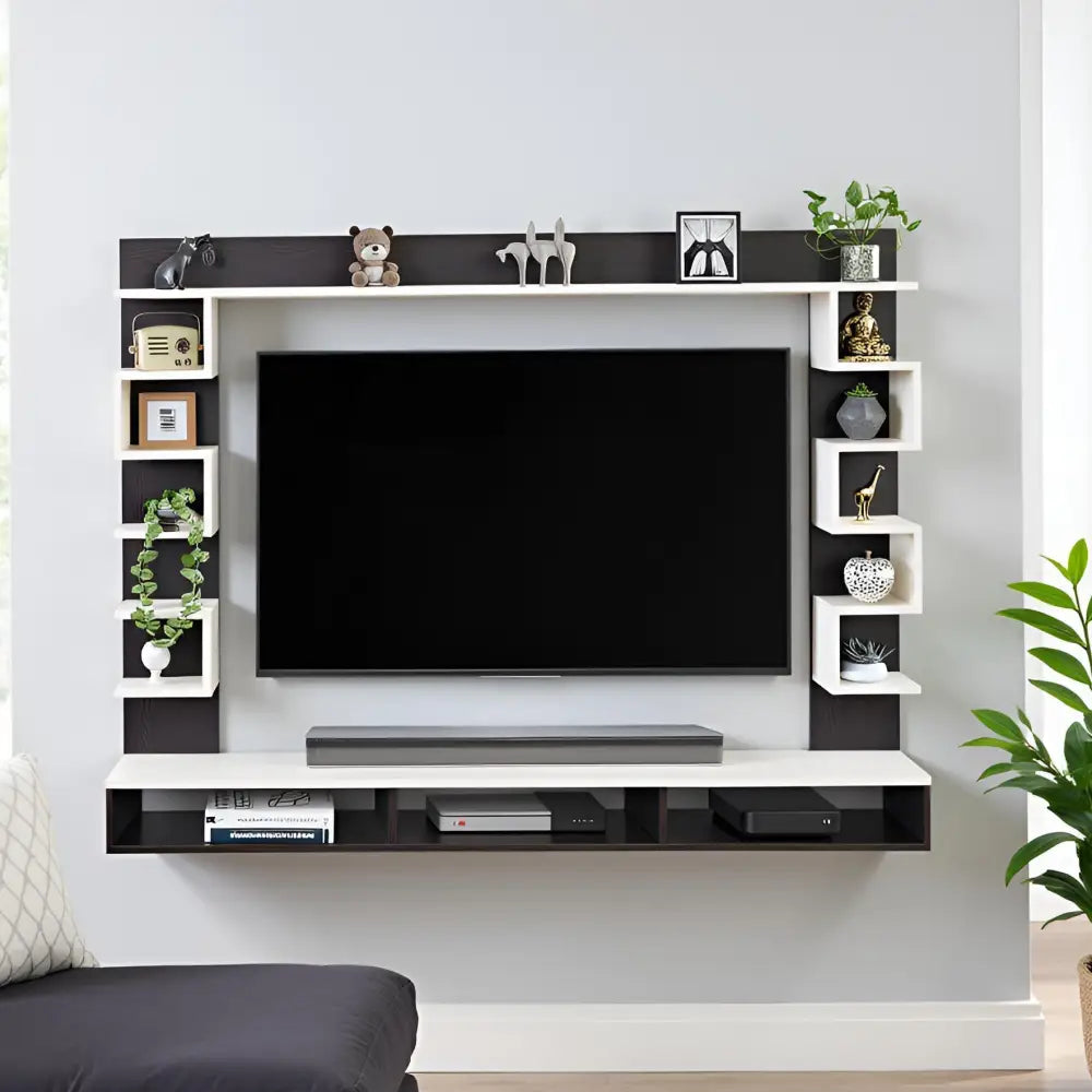 Radhika Modern TV Stand & Showcase for 55 Inch TVs - White Wenge Tv Entertainment Unit