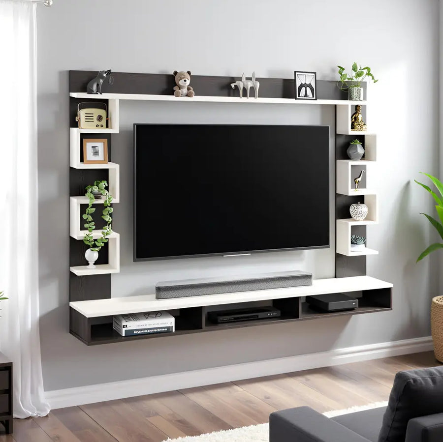 Radhika Modern TV Stand & Showcase for 55 Inch TVs - White Wenge Tv Entertainment Unit