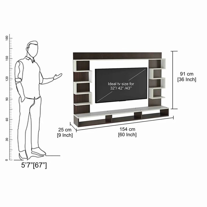 Radhika Modern TV Stand & Showcase for 55 Inch TVs - White Wenge Tv Entertainment Unit