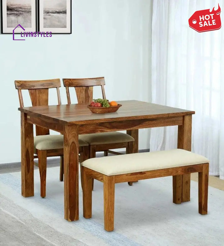 Radmir Sheesham Wood 4 Seater Dining Set In Honey Finish Dinning Set