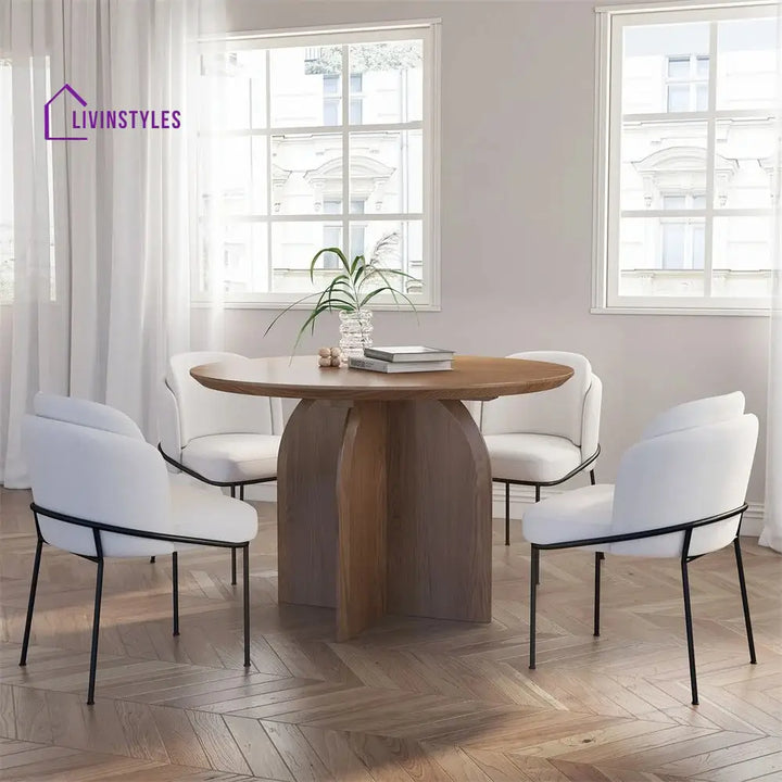 Radomir Wooden 6 Seater Round Dining Table Set