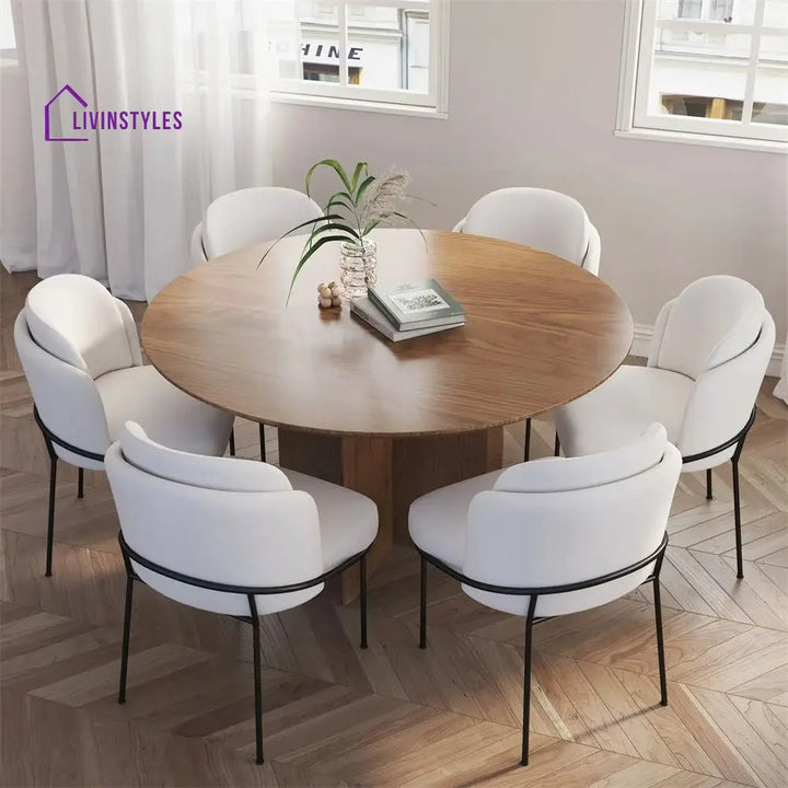Radomir Wooden 6 Seater Round Dining Table Set